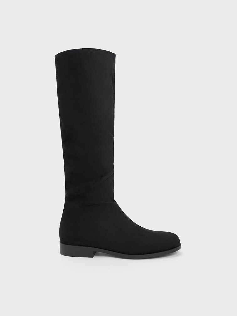 Botas a la rodilla texturizadas con efecto arrugado, Negro texturizado, hi-res