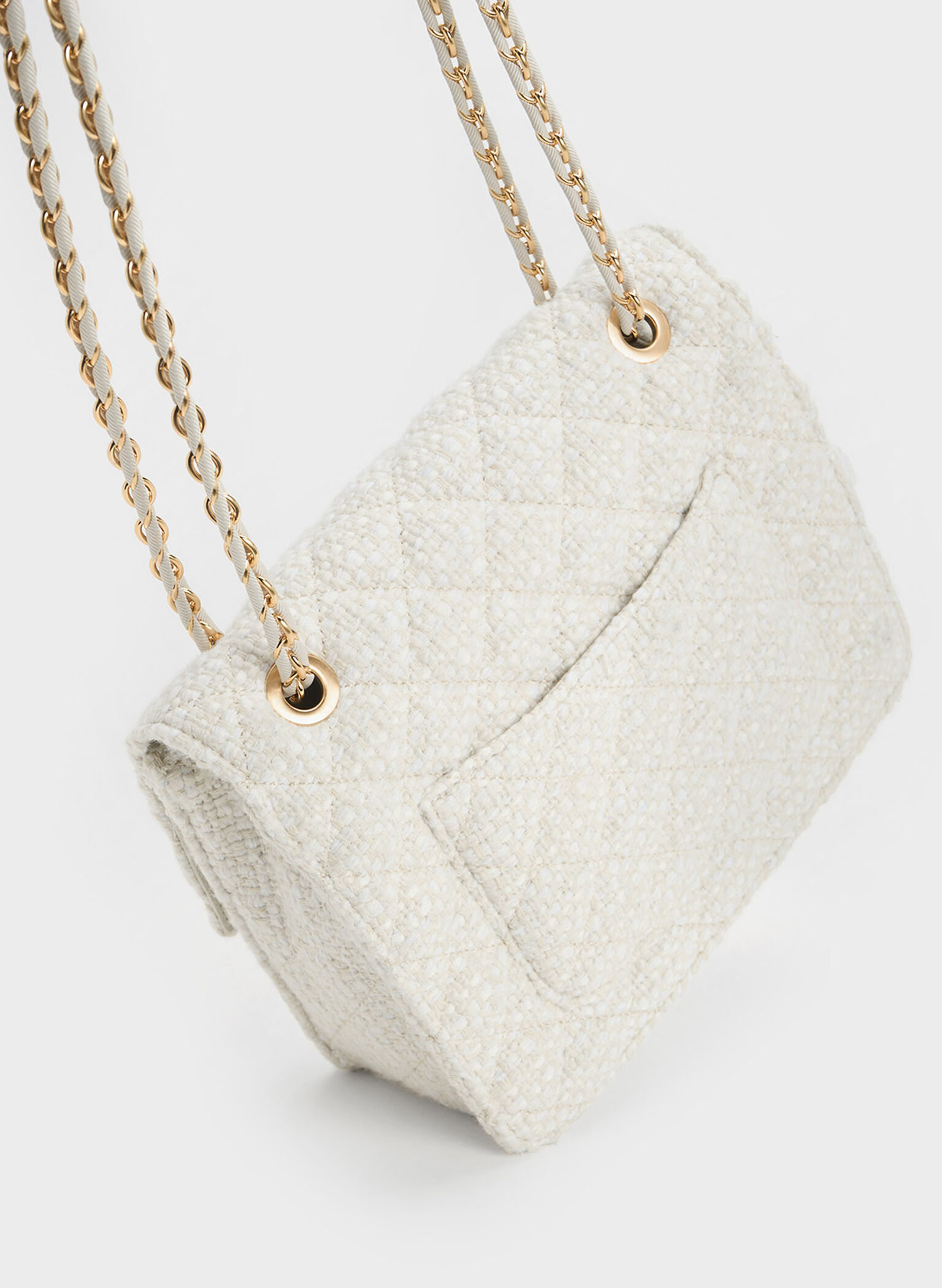 Chalk Cressida Tweed Chain Strap Bag CHARLES & KEITH PH