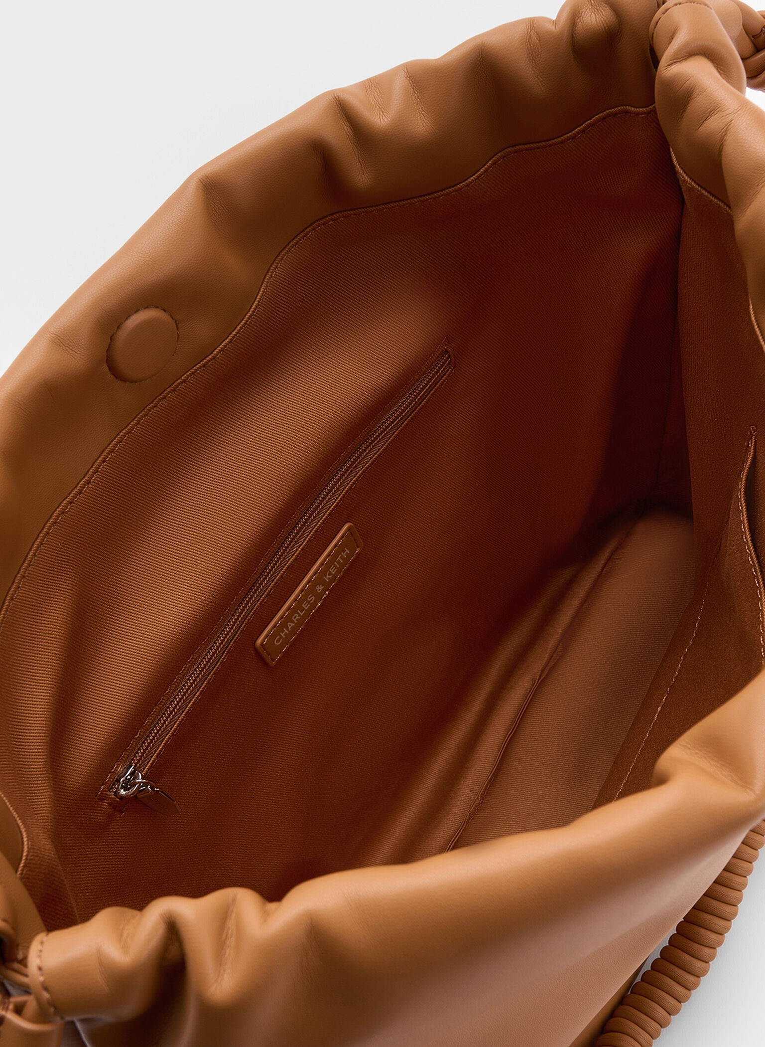 Lorelai Ruched Knotted-Strap Hobo Bag, Russet Brown, hi-res