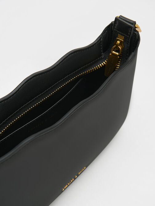 Braided Chain-Link Wavy Bag, Black, hi-res