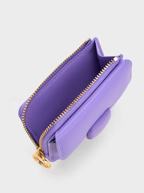 Koa 皮繩拉鍊錢包, 紫色, hi-res