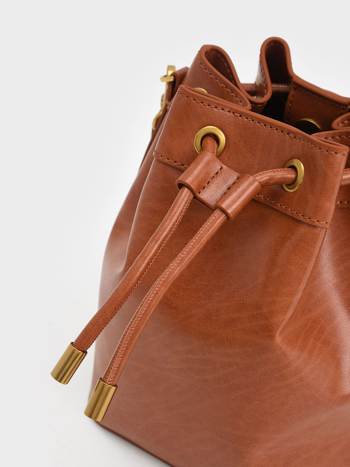 Woven Handle Bucket Bag, Brick, hi-res