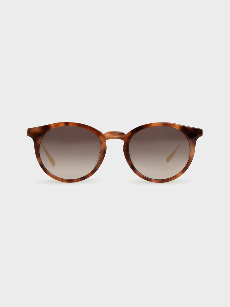 Round Acetate Tortoiseshell Sunglasses, T. Shell, hi-res