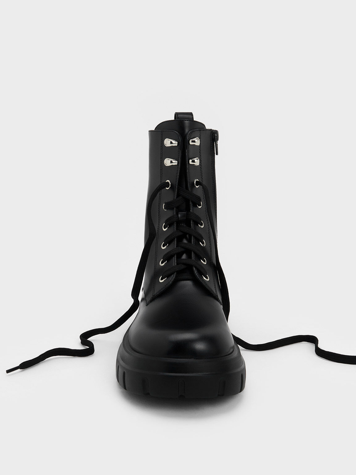 Lace-Up Ankle Boots - Black