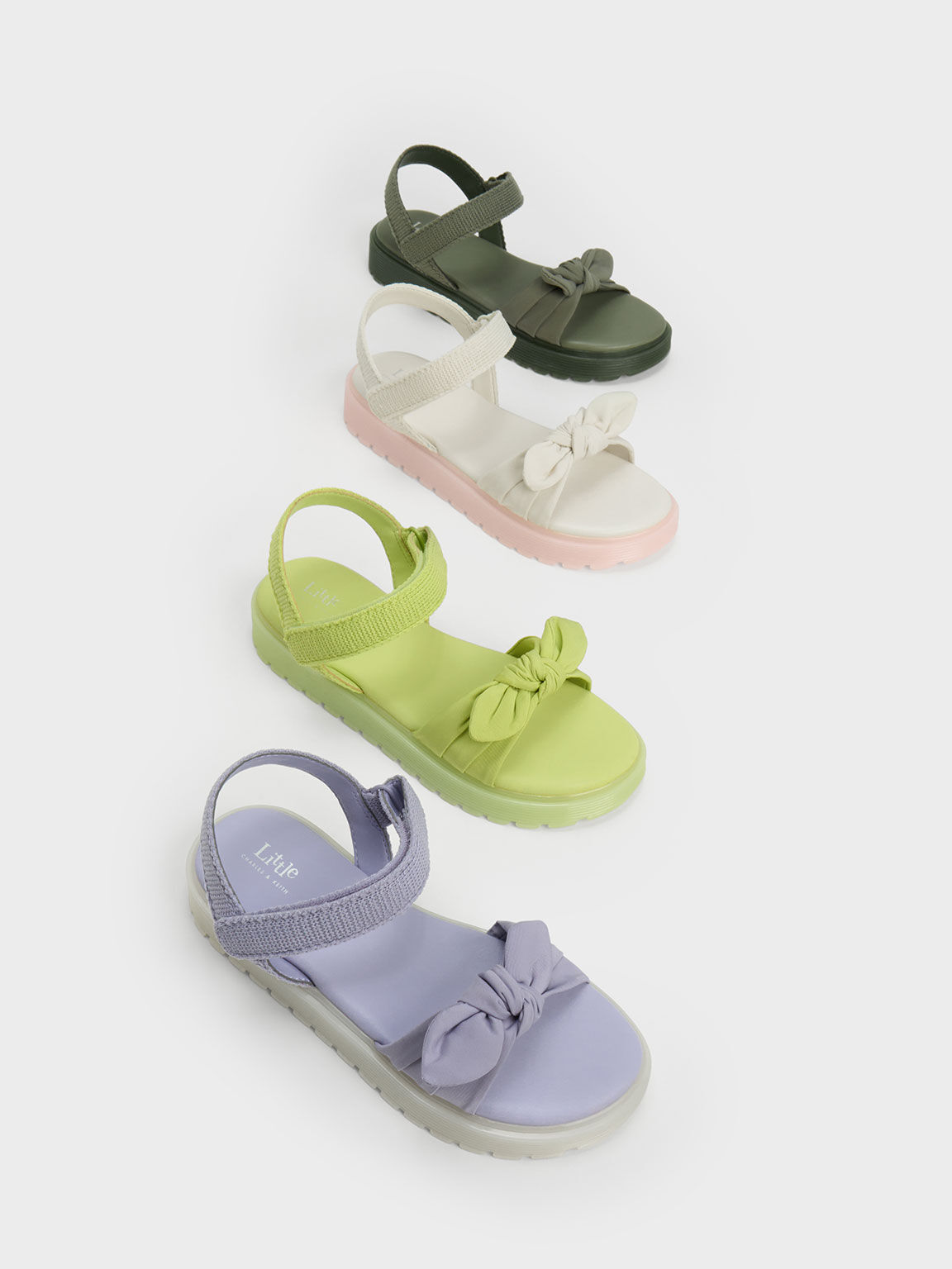 Girls' Nylon Knotted Sandals, Lime, hi-res