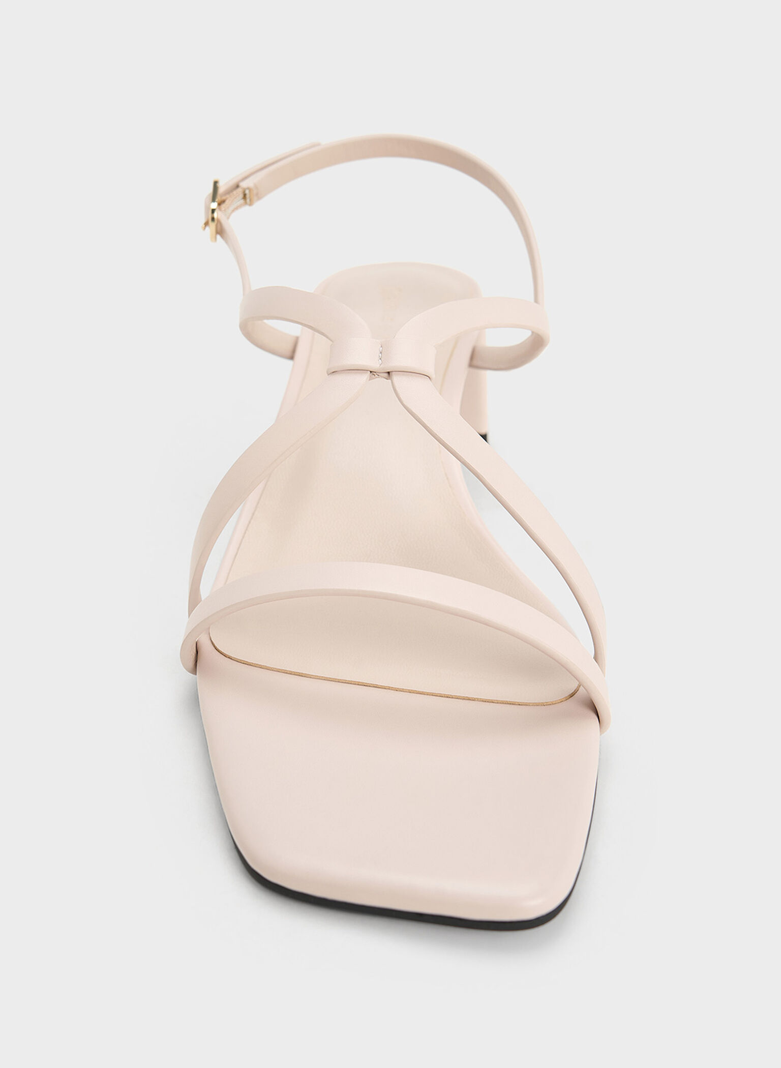 Strappy Block-Heel Slingback Sandals, Cream, hi-res