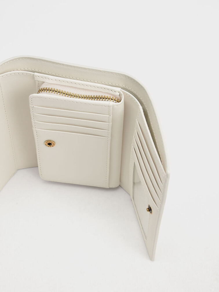 Huxley Metallic-Accent Front Flap Wallet, Cream, hi-res