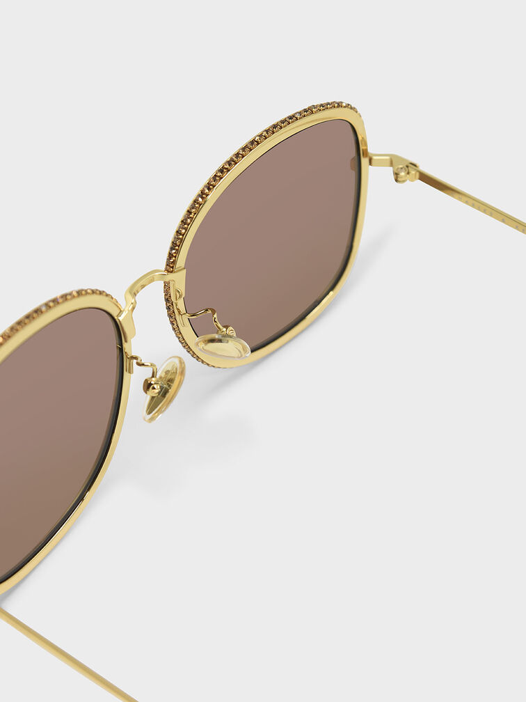 Embellished Sunglasses, Gold, hi-res