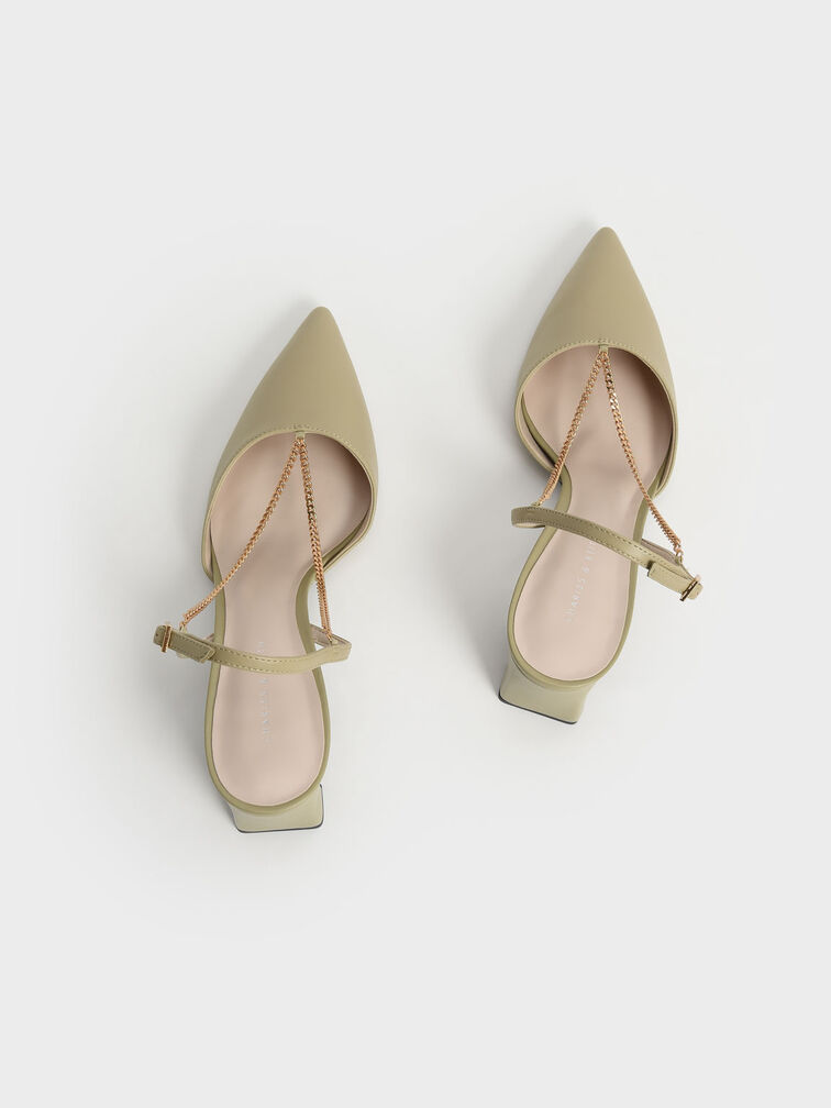 Chain Strap Pumps, Sage Green, hi-res