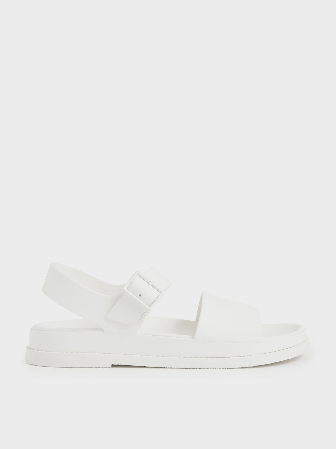 Buckle Strap Flatform Sandals, White, hi-res