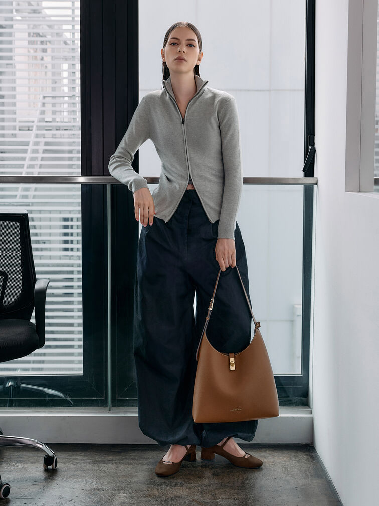 Chance Turn-Lock Hobo Bag, Chocolate, hi-res