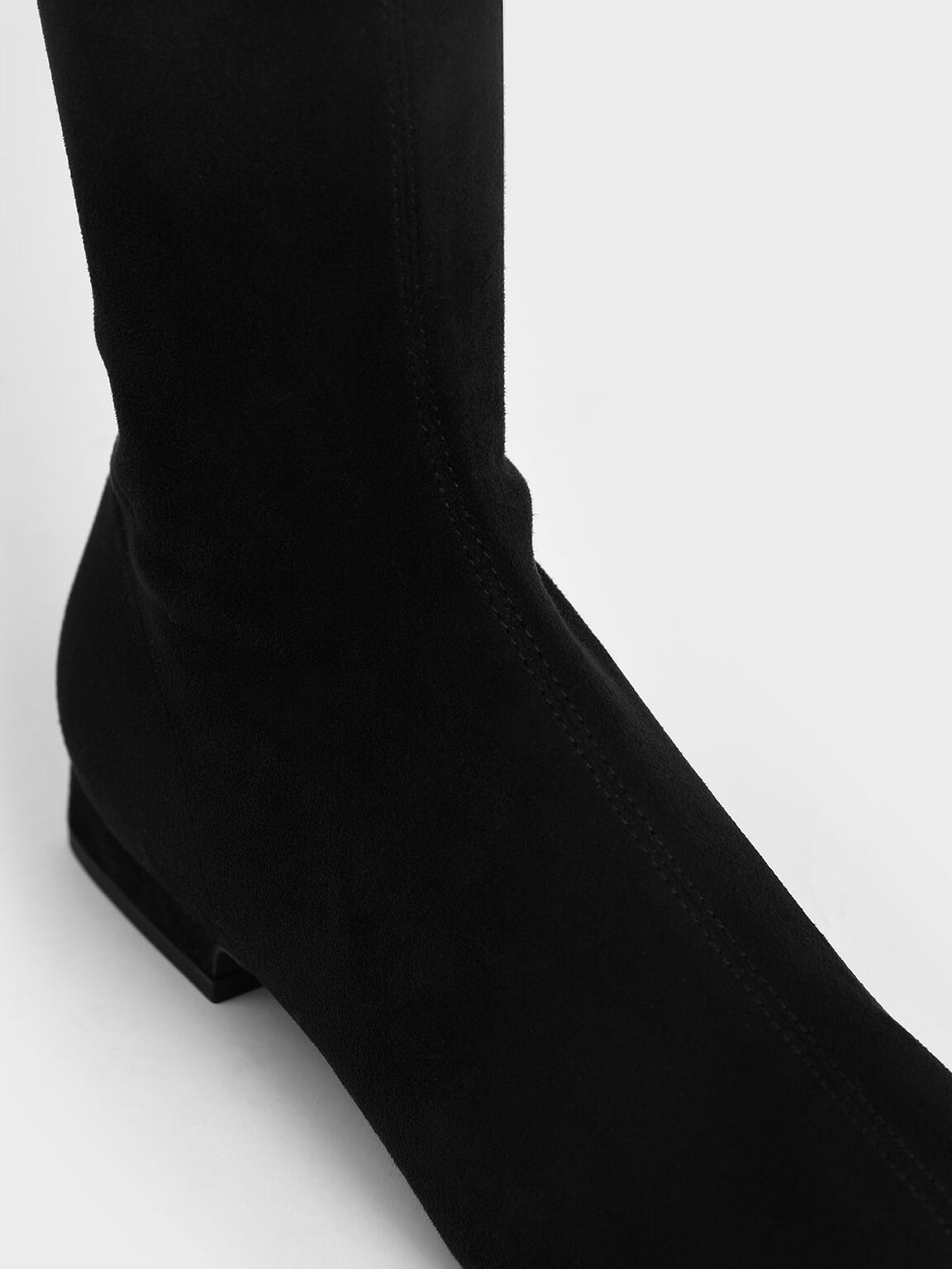 Textured Thigh High Boots, Black, hi-res