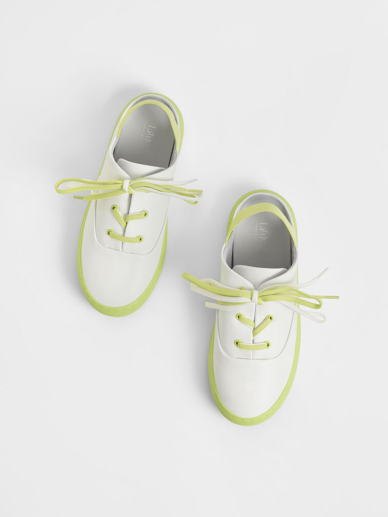 Girls' Two-Tone Lace-Up Sneaker Mules, Lime, hi-res