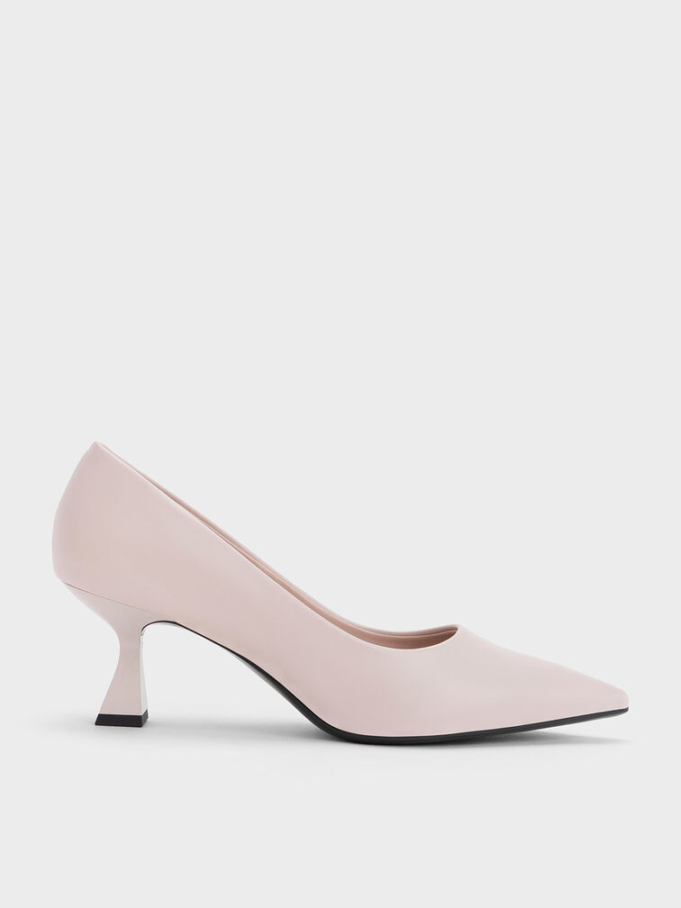 Nude Pointed-Toe Flared Pumps - CHARLES & KEITH TW