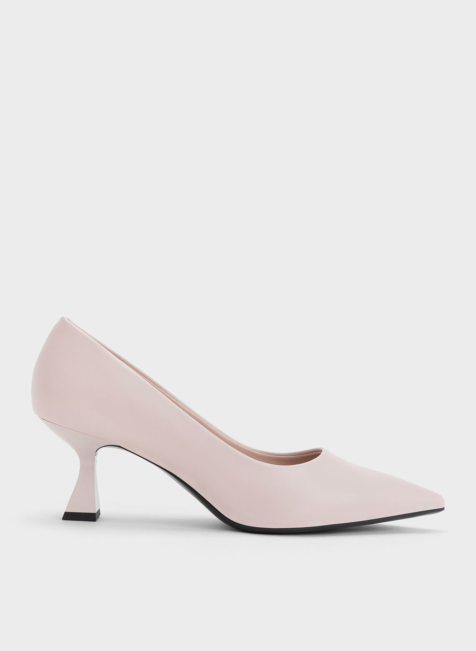 Nude Pointed-Toe Flare Heel Pumps - CHARLES & KEITH US