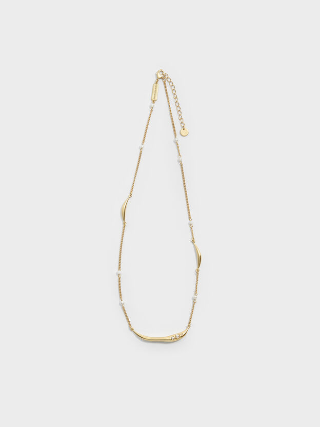 Collar escultural de perlas Corrine, Dorado pulido, hi-res