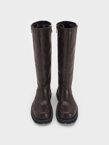 Rosamond Knee-High Boots, Dark Brown Textured, hi-res