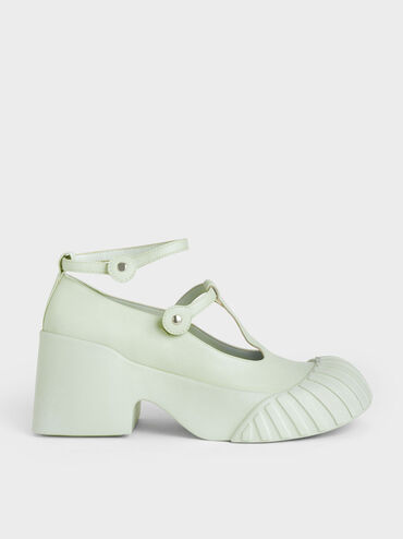 Adrian Chunky Sole Mary Janes, Light Green, hi-res