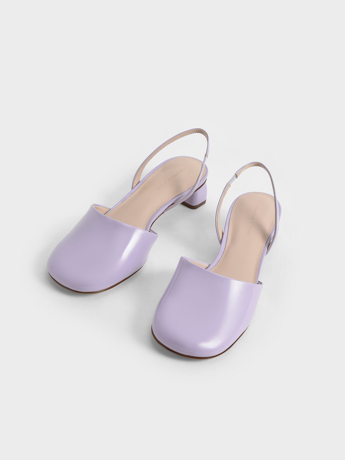 復古圓頭粗跟鞋, 紫丁香色, hi-res