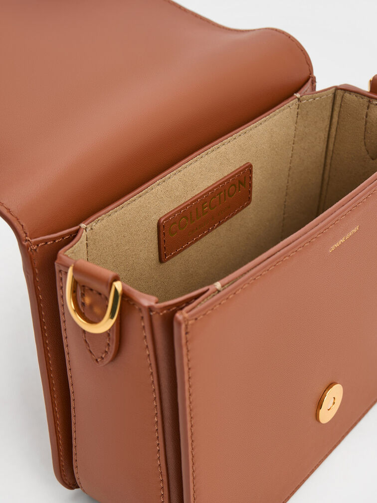 Gabine Leather Crossbody Bag, Cognac, hi-res