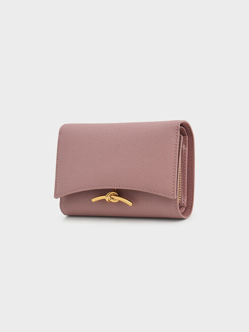 Huxley Metallic-Accent Front Flap Wallet, Mauve, hi-res