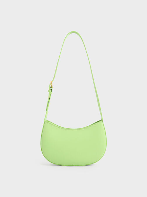 Curved Shoulder Bag, Green, hi-res