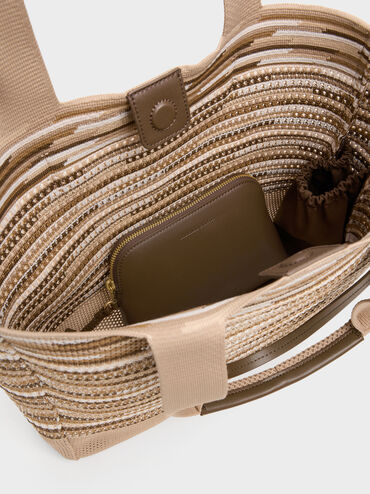 Ida 編織大托特包, Multi Brown, hi-res