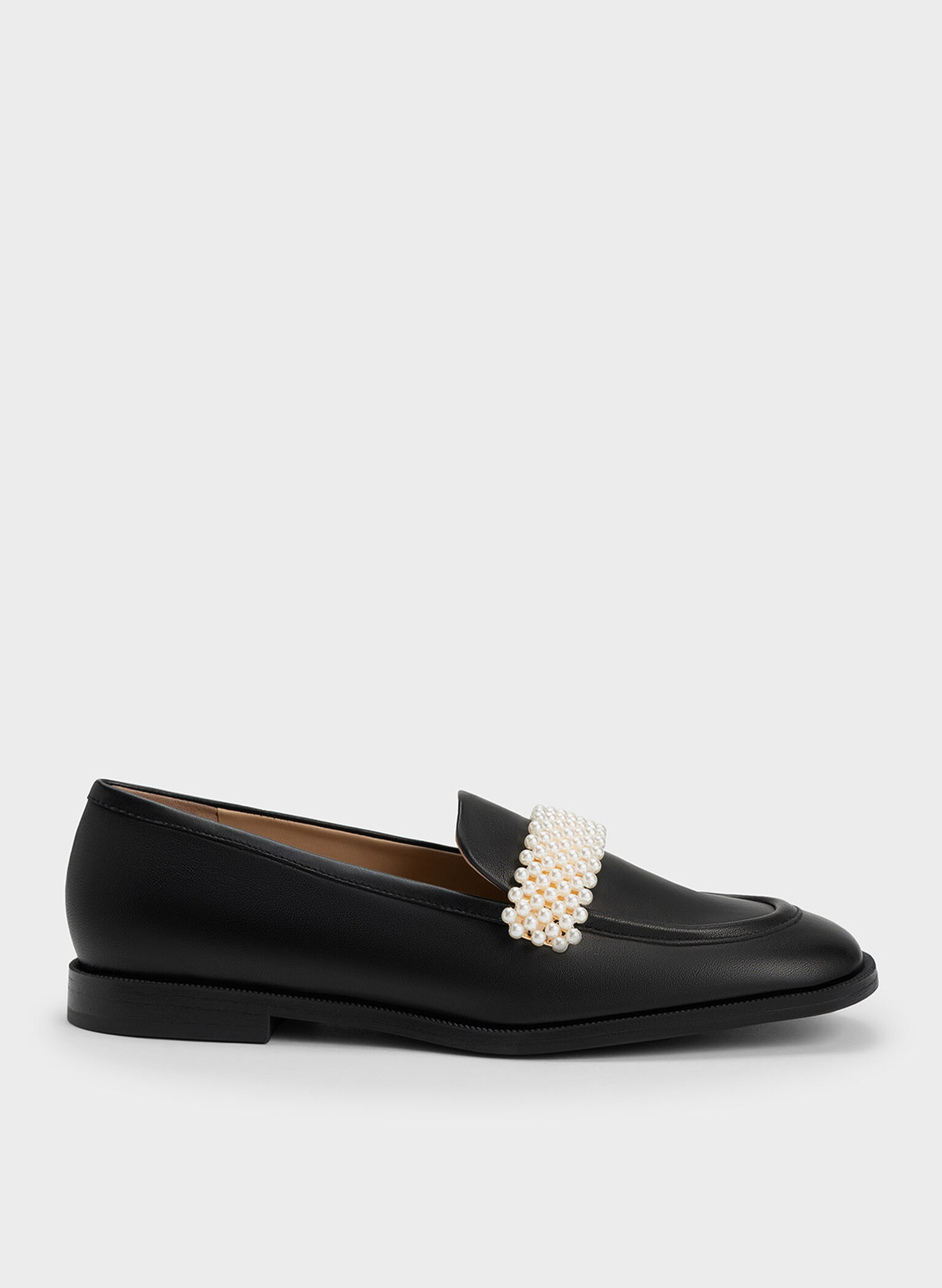 Black Beaded Penny Loafers - CHARLES & KEITH SG