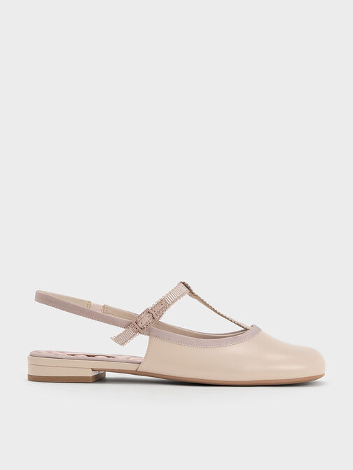 T-Bar Mary Jane Slingback Flats, Nude, hi-res