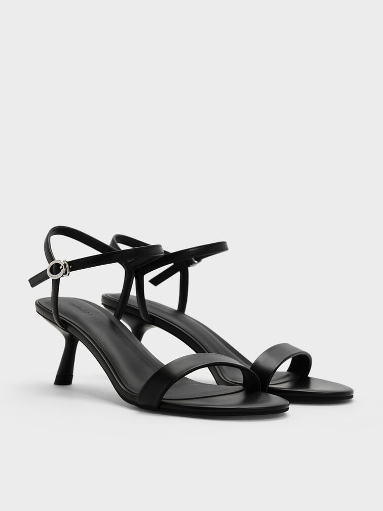 Slant-Heel Ankle-Strap Sandals, Black, hi-res