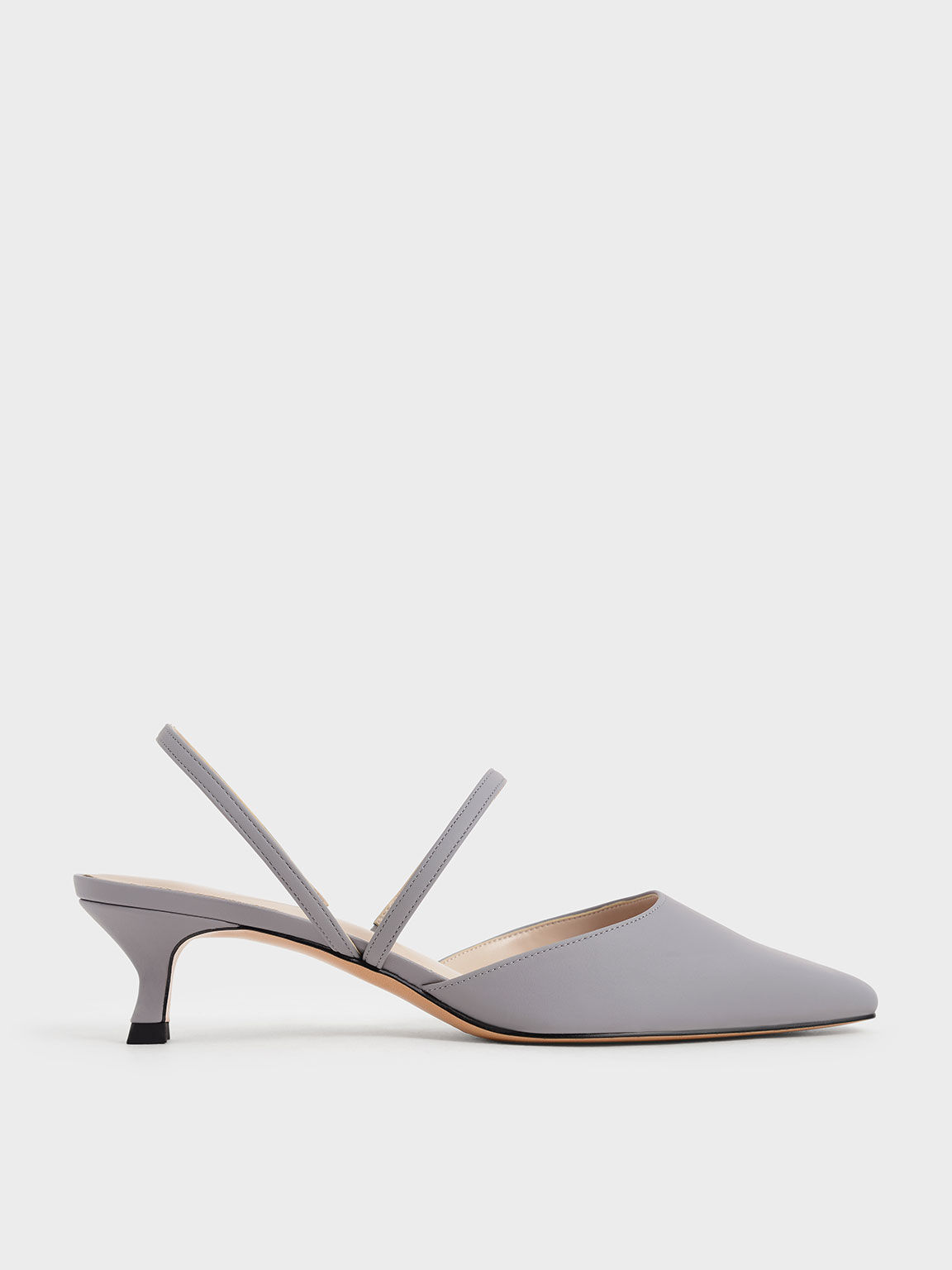 Black See-Through Trapeze Heel Slingback Pumps - CHARLES & KEITH BH