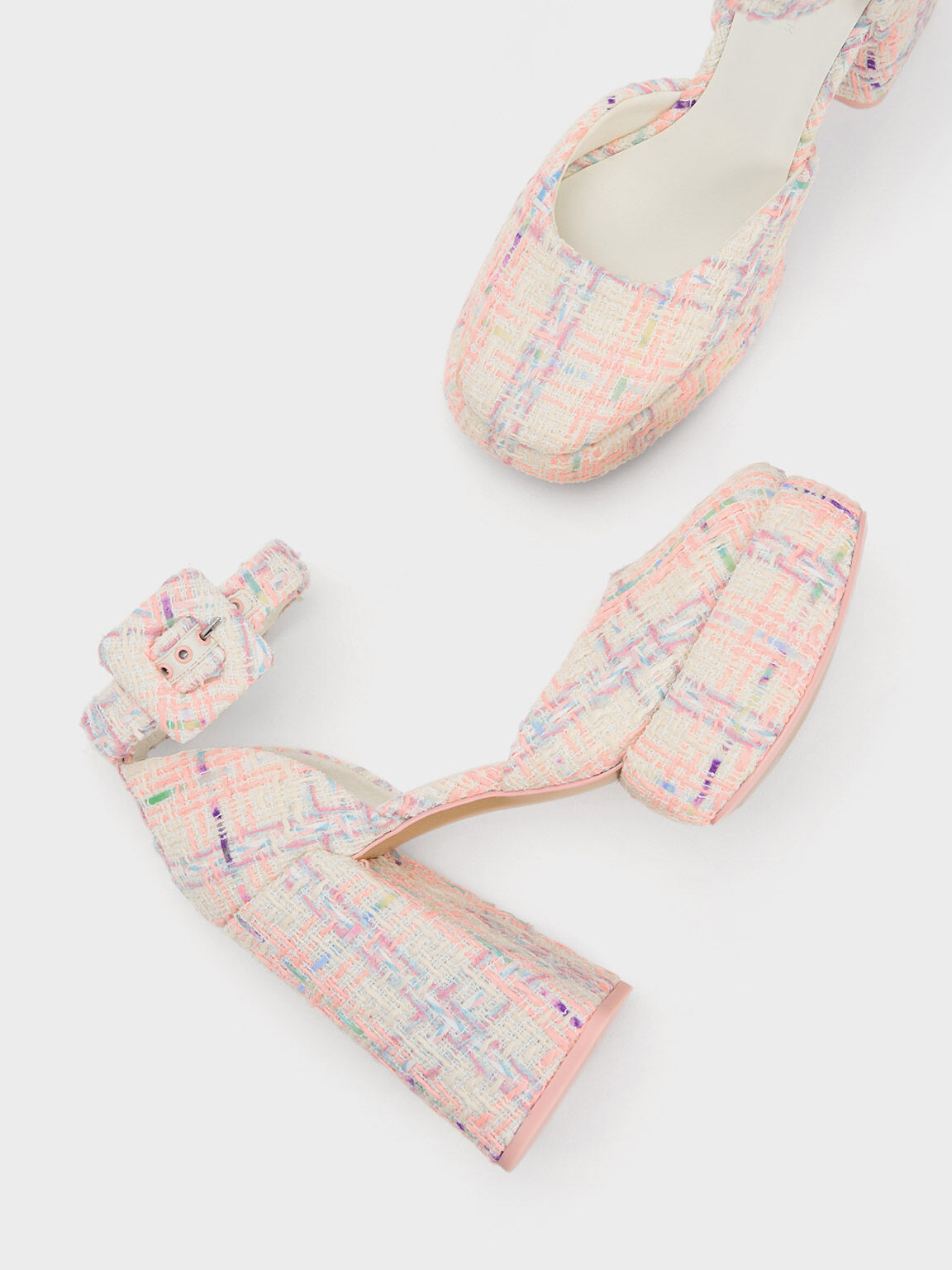 Zapatos D'Orsay de Tweed con Plataforma y Hebilla, Multicolor, hi-res
