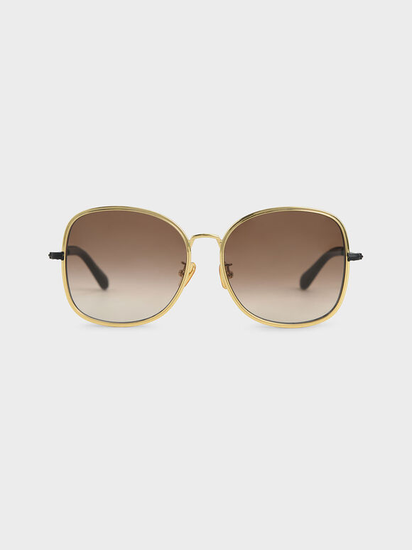 Gradient Tint Butterfly Sunglasses, Gold, hi-res