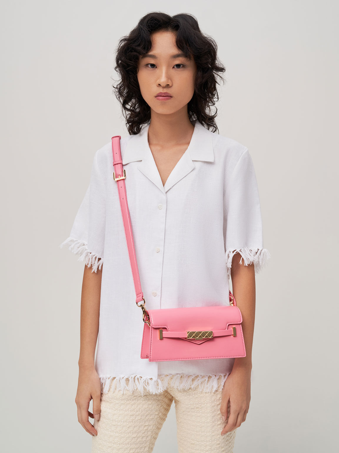 Mini Sabrina Envelope Shoulder Bag, Pink, hi-res