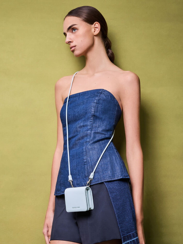 Lyla Knotted-Strap Wallet, Sea Salt Blue, hi-res