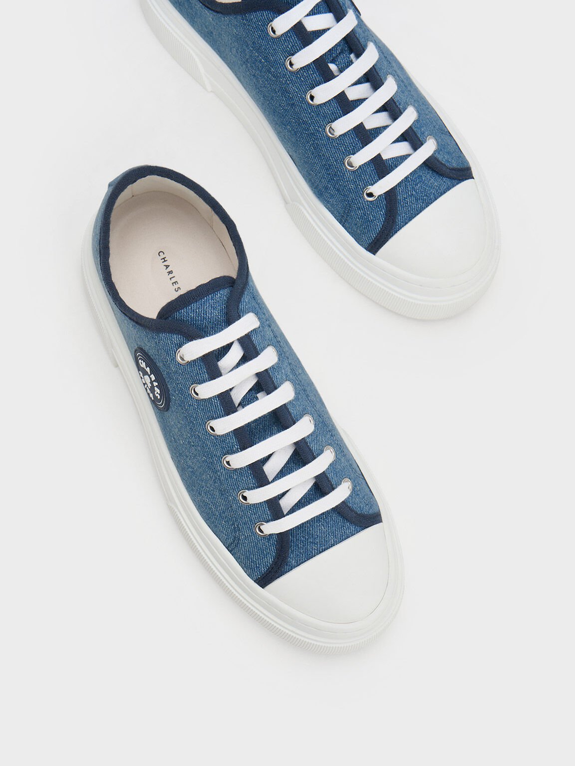 Blue denim sneakers clearance
