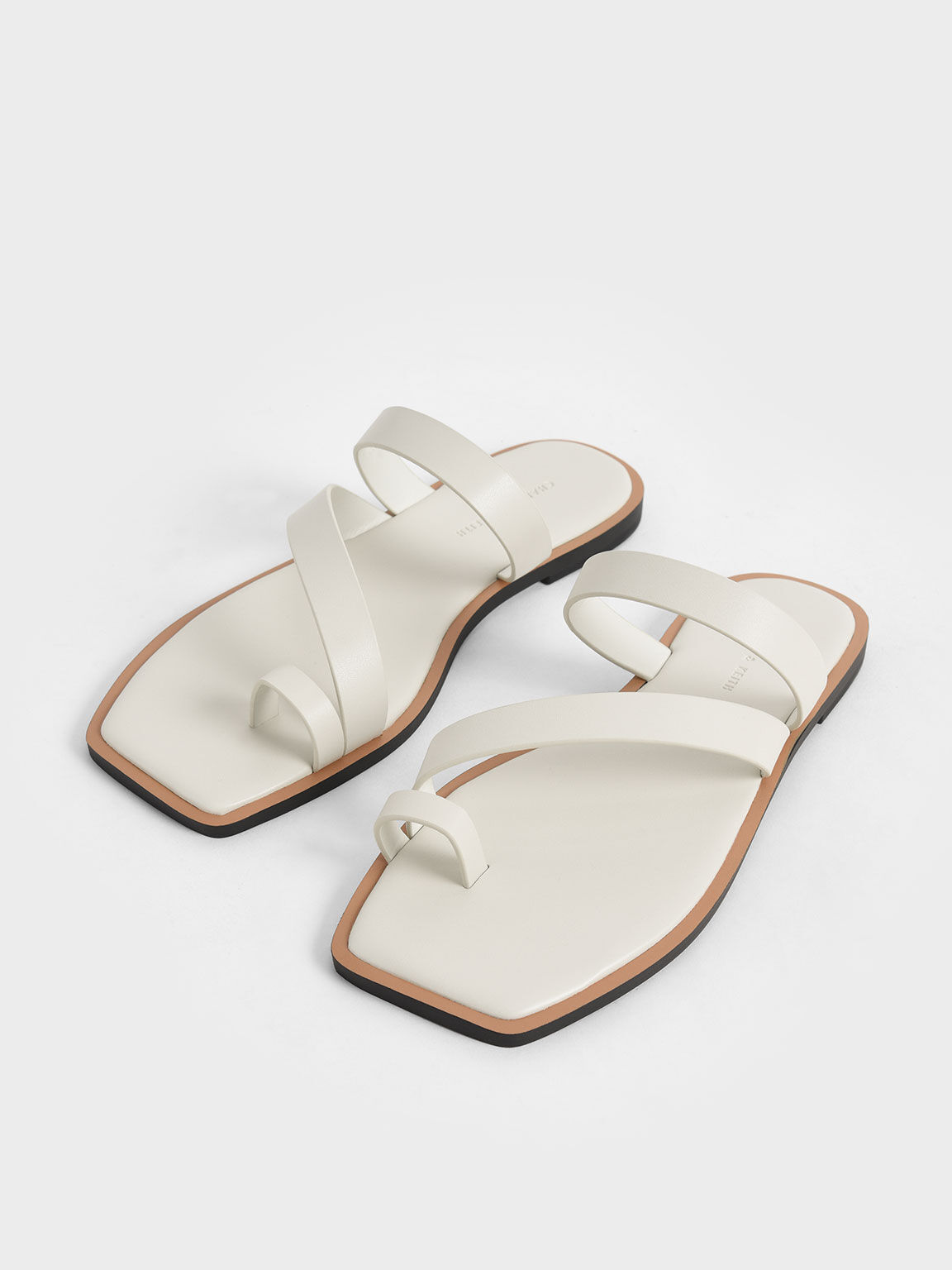 Toe Ring Strappy Slide Sandals, Chalk, hi-res
