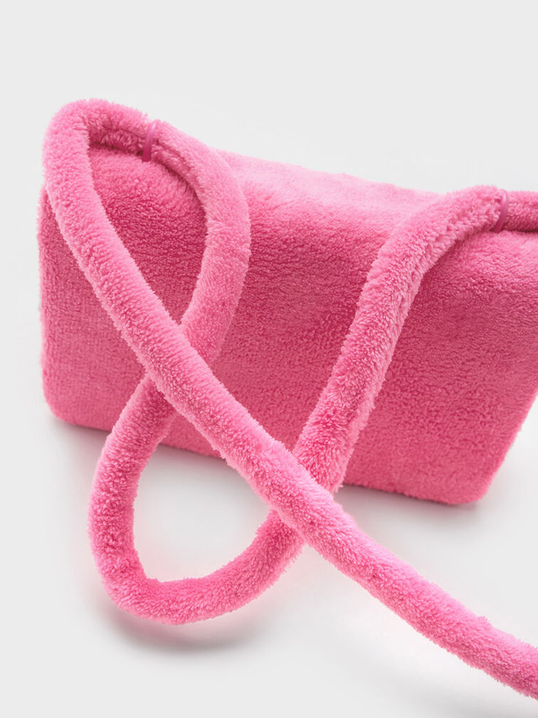 Loey 毛巾布肩背包, 粉紅色, hi-res