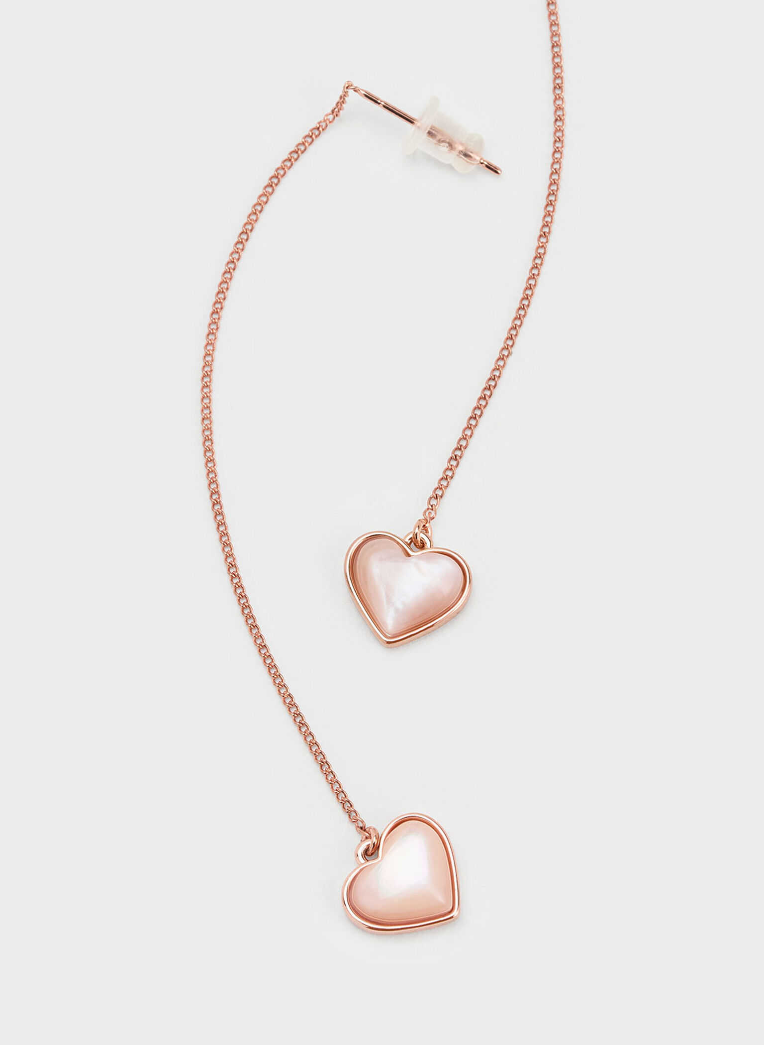 Pendientes Annalise con piedra de corazón, Oro rosa, hi-res