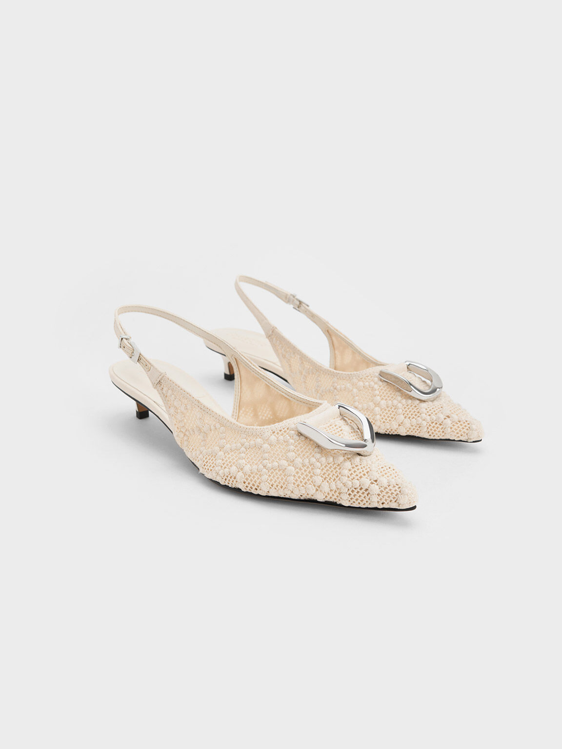 Gabine Patterned Slingback Pumps, Cream, hi-res