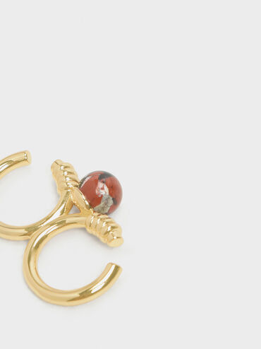 Jasper Stone Double Ring, Gold, hi-res