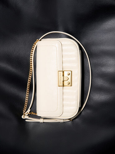 Mini bolso Donna de efecto arrugado, Crema, hi-res