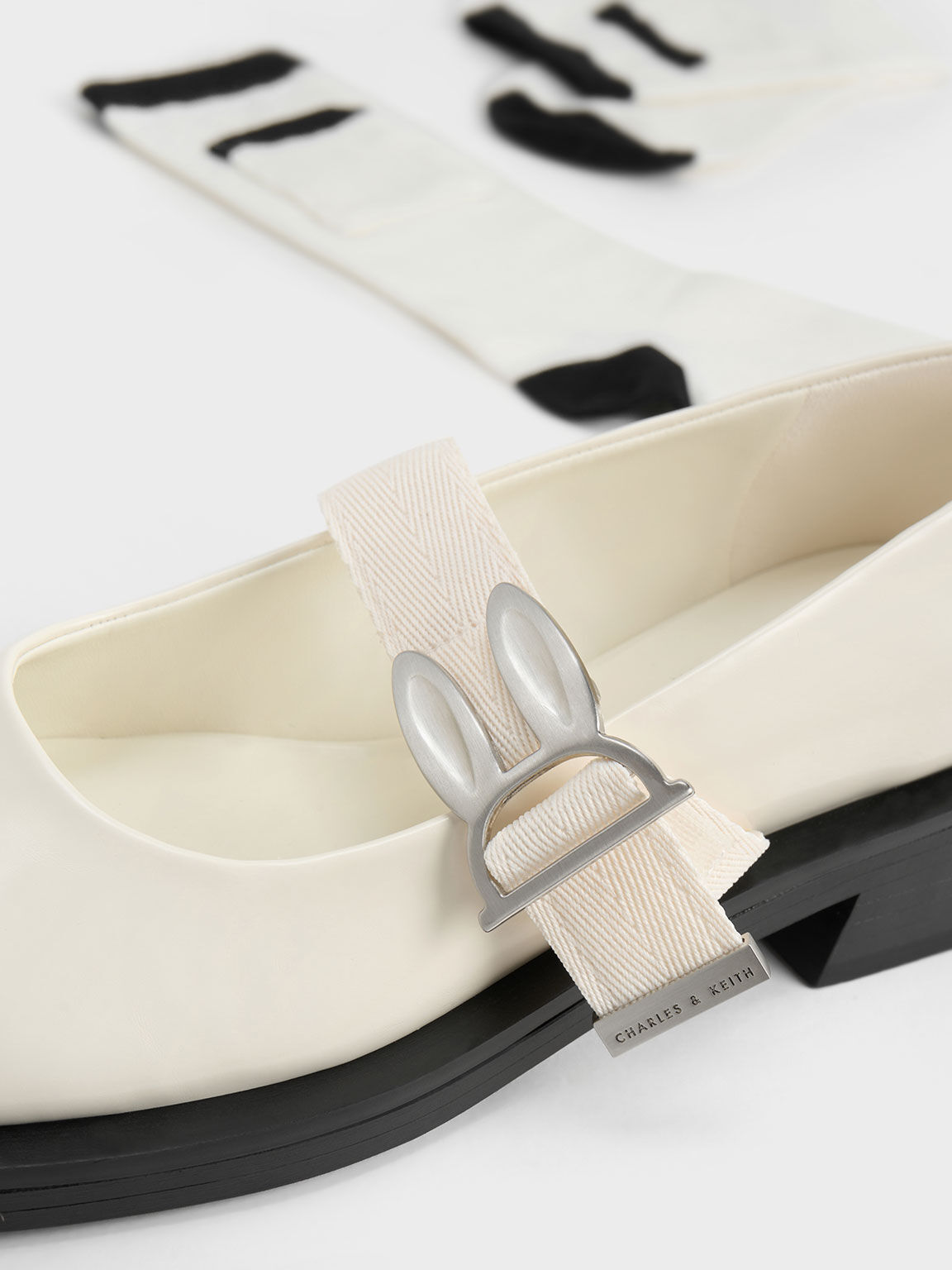 CHARLES & KEITH 迪士尼《動物方城市》系列：茱蒂兔耳瑪莉珍鞋, 石灰白, hi-res