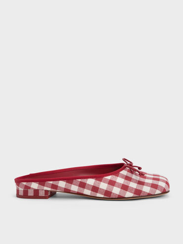 Bow Checkered Slip-On Flats, Multi, hi-res