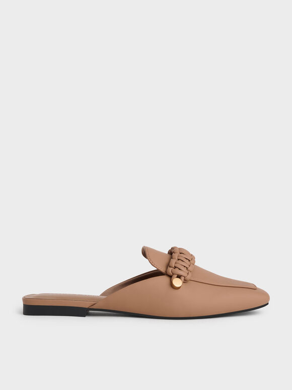 Braided Penny Loafer Mules, Sand, hi-res
