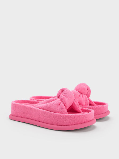 Loey Textured Knotted Slides, Pink, hi-res