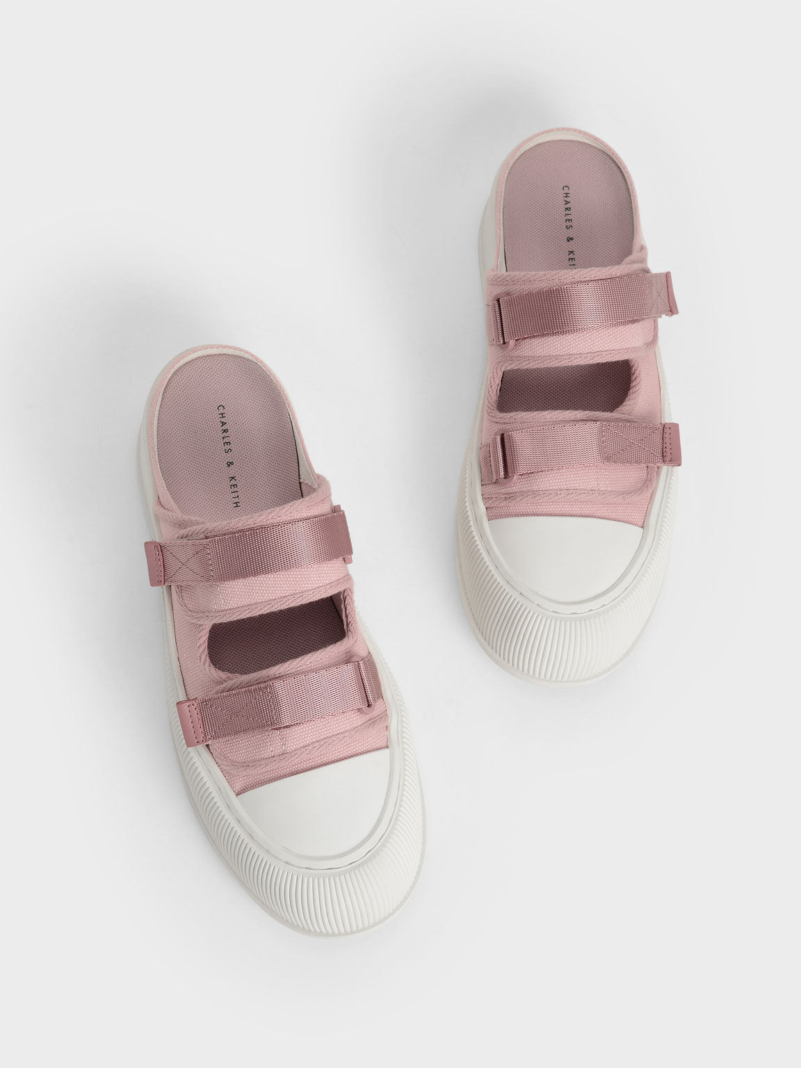Canvas Velcro Sneaker Mules, Pink, hi-res