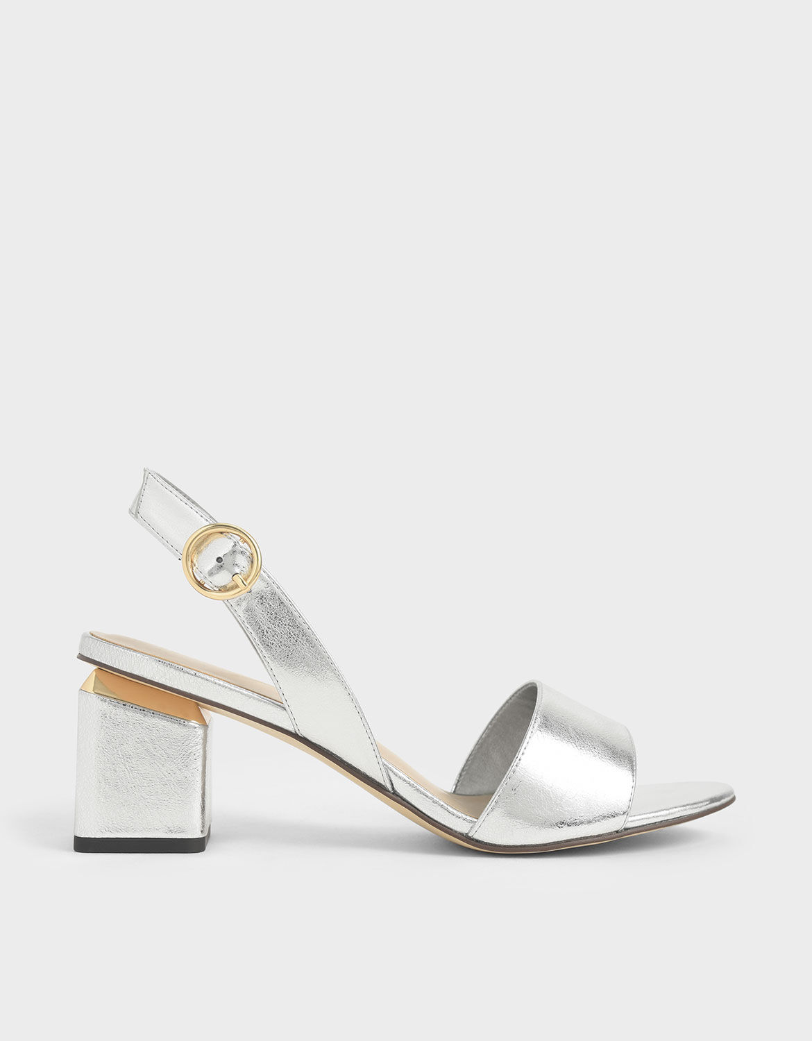 metallic slingback heels