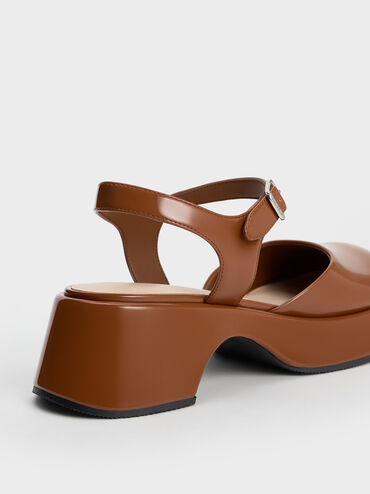 Nerina Ankle-Strap Platform Flats, Brown, hi-res