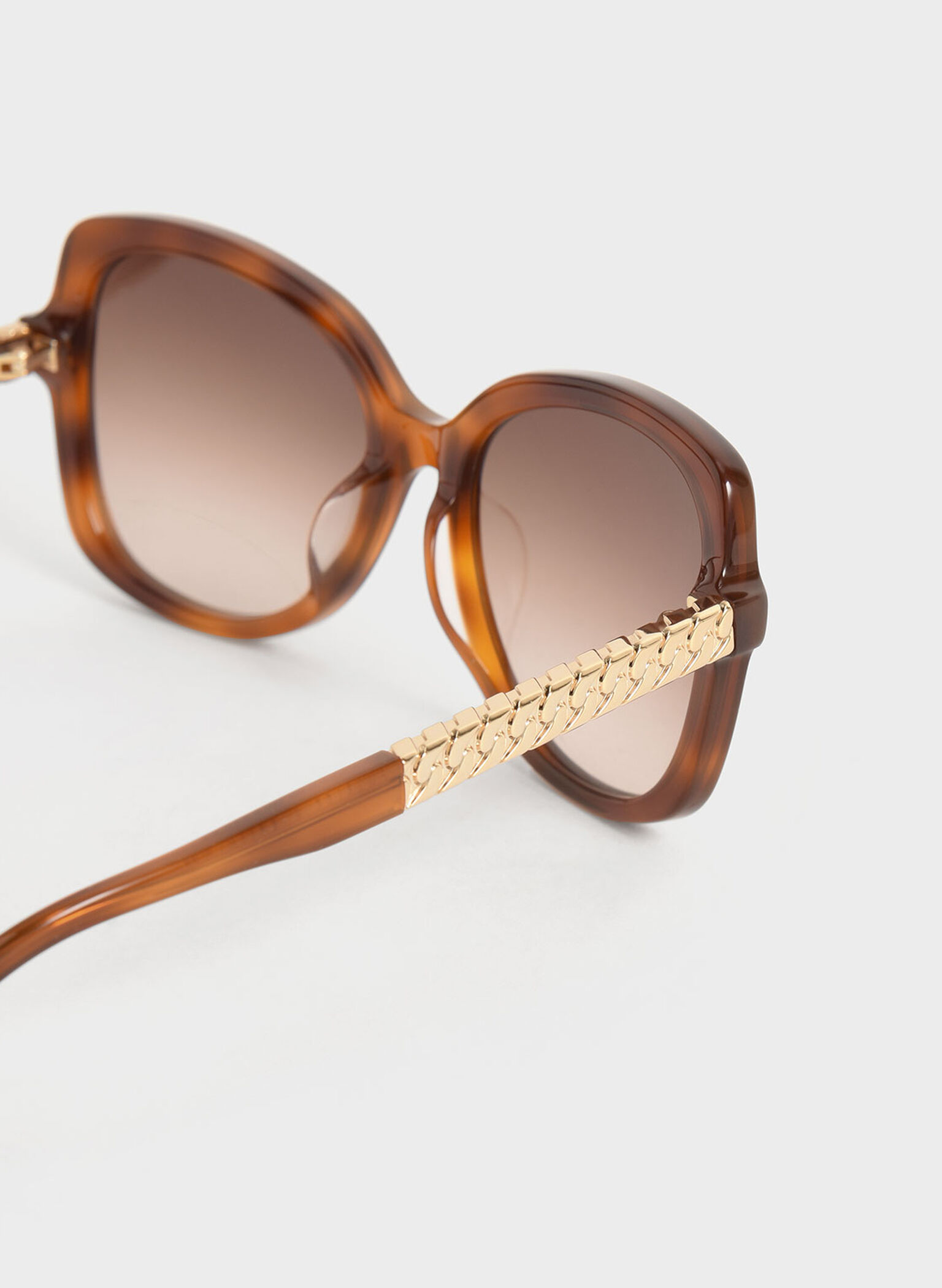 Recycled Acetate Braided Temple Butterfly Sunglasses, Nacar, hi-res